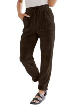 shownicer Cordhose Damen High Waist Gerades Bein Hosen Freizeithose Lang Basic Straight Leg Einfarbig Locker Bequeme Hose mit Taschen A Braun M von shownicer