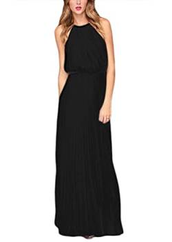 shownicer Damen Abendkleider High Waist Sleeveless Bodenlang Cocktailkleid Abendkleid Lang Einfarbig Elegant Partykleid Ballkleider A Schwarz M von shownicer