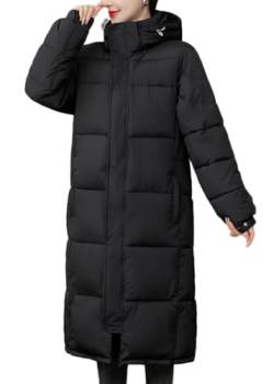 shownicer Damen Daunenjacke Lang Mantel Steppmantel Wintermantel Mit Kapuze Reißverschluss Winter Warm Jacke Outdoorjacke Steppjacke Winterjacke C Schwarz L von shownicer