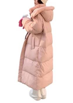 shownicer Damen Daunenjacke Lang Mantel Steppmantel Wintermantel Mit Kapuze Reißverschluss Winter Warm Jacke Outdoorjacke Steppjacke Winterjacke E Rosa XL von shownicer