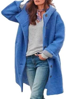 shownicer Damen Herbst Winter Mantel Trenchcoat Patchwork Langarm Cardigan Schlank Mantel Elegant Frauen Mode Lässige Outwear B Blau 3XL von shownicer