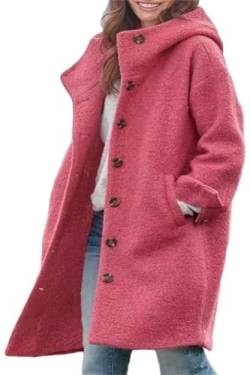 shownicer Damen Herbst Winter Mantel Trenchcoat Patchwork Langarm Cardigan Schlank Mantel Elegant Frauen Mode Lässige Outwear B Rose Rot 3XL von shownicer