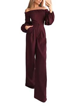 shownicer Damen Jumpsuit Elegant Ärmellos Hohe Taille Cocktail Party Festlich Overalls Hosenanzug Playsuit Lang Romper für Hochzeit I Rot S von shownicer