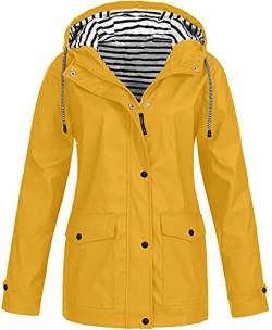 shownicer Damen Leichte Regenjacke Wasserdicht Regenmantel Frauen Regenparka Atmungsaktivität Outdoorjacke Übergangsjacken mit Kapuze A Gelb L von shownicer