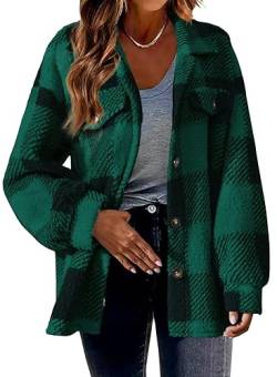 shownicer Damen Mantel Flanell Lässiges Revers Kariert Jacke Warme Mittellange Wollmantel Einreihiger Kaschmirmantel Wintermantel Herbst Winter A Grün M von shownicer