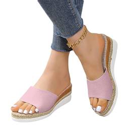 shownicer Damen Sandalen Casual Sommersandale Wedge Peep Toe High Heel Plattform Pantoletten Plateau Pantoletten Anti Skid Sandalen Flache Schuhe Strandsandalen A Rosa 39 EU von shownicer