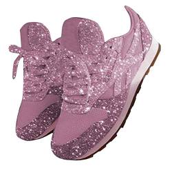 shownicer Damen Sneaker Pailletten Glitzer Flach Schuhe Freizeit Schnürer Sportschuhe Glänzende Schuhe Laufschuhe Sneaker Rosa 37 EU von shownicer