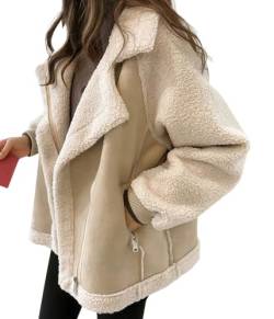 shownicer Damen Wollmantel Elegant Chic Windjacke Warm Wintermantel Langarm Freizeit Mantel Jacke Parka Overcoat Herbst Winter A Aprikose L von shownicer