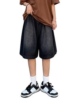 shownicer Herren Baggy Jeanshorts Hip Hop Denim Shorts Straßentanz Kurze Hosen Teenager Jungen Skateboard Hose Cargoshorts Sommer Bermuda Jeans Shorts G Schwarz M von shownicer