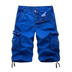 shownicer Herren Cargo Shorts Vintage Kurze Hose Bermuda Shorts Sommer Sweatpants Cargo Jogging Freizeit Sporthose A Blau L von shownicer