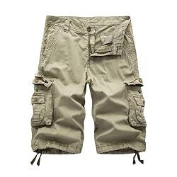 shownicer Herren Cargo Shorts Vintage Kurze Hose Bermuda Shorts Sommer Sweatpants Cargo Jogging Freizeit Sporthose A Khaki XS von shownicer