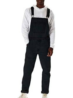 shownicer Herren Jeans Latzhose Lange Jeanshose Retro Denim Bib Overalls Skinny Fit Streetwear Stone-Washed zerreißen Arbeitshosen Jumpsuit F Schwarz L von shownicer