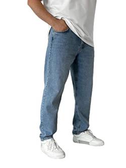 shownicer Herren Jeans Regular Fit Straight Leg Basic Style Stretch Denim Hose Vintage Baggy XXLänner Blau Jeanshose Hip Hop Teenager Jungen Streetwear Hellblau XXL von shownicer