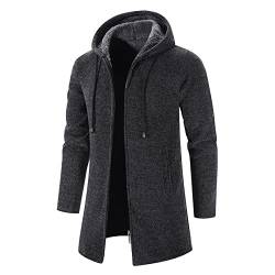 shownicer Herren Kapuze Wintermantel Mantel Lang Slim Fit Herrenmantel Winter Premium Business Mantel Männer Wollmantel Langer Trenchcoat Mantel Windbreaker Warm Wolle Mantel Grau XL von shownicer