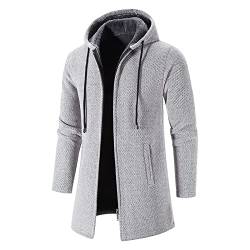 shownicer Herren Kapuze Wintermantel Mantel Lang Slim Fit Herrenmantel Winter Premium Business Mantel Männer Wollmantel Langer Trenchcoat Mantel Windbreaker Warm Wolle Mantel Hellgrau M von shownicer