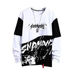 shownicer Herren Kapuzenpullover Hip Hop Streetwear Hoodie Patchwork Langarm Sweatjacke Sweatshirts Pullover Mit Kapuze C Weiß XL von shownicer