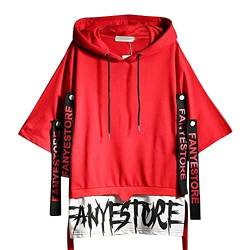 shownicer Herren Kapuzenpullover Hip Hop Streetwear Hoodie Patchwork Langarm Sweatjacke Sweatshirts Pullover Mit Kapuze F Rot XL von shownicer