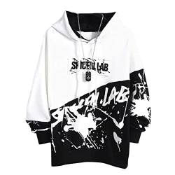 shownicer Herren Kapuzenpullover Hip Hop Streetwear Hoodie Patchwork Langarm Sweatjacke Sweatshirts Pullover Mit Kapuze G Weiß M von shownicer