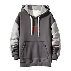 shownicer Herren Kapuzenpullover Hip Hop Streetwear Hoodie Patchwork Langarm Sweatjacke Sweatshirts Pullover Mit Kapuze M Grau XL von shownicer