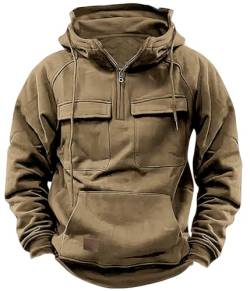 shownicer Herren Kapuzenpullover Vintage Hoodie Männer Sweatshirt mit Kapuze Langarm Kapuzenpulli Vintage Oversize Streetwear Frühling Herbst Winter A Khaki L von shownicer