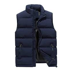 shownicer Herren Steppweste Weste mit Reißverschluss Taschen Leicht Winterweste Outdoor Stehkragen Daunenweste Freizeit Gilet Ärmellos Jacke Sport A Blau M von shownicer