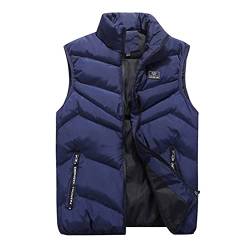 shownicer Herren Steppweste Weste mit Reißverschluss Taschen Leicht Winterweste Outdoor Stehkragen Daunenweste Freizeit Gilet Ärmellos Jacke Sport B Blau XXL von shownicer