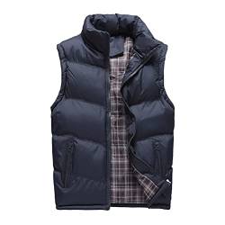 shownicer Herren Steppweste Weste mit Reißverschluss Taschen Leicht Winterweste Outdoor Stehkragen Daunenweste Freizeit Gilet Ärmellos Jacke Sport C Blau 3XL von shownicer