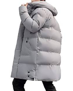 shownicer Herren Winterjacke Lange Daunenjacke Warm Parka Jacke mit Kapuze Steppjacke Wintermantel Casual Verdicken Warme Daunenmantel B Grau L von shownicer