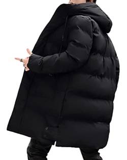 shownicer Herren Winterjacke Lange Daunenjacke Warm Parka Jacke mit Kapuze Steppjacke Wintermantel Casual Verdicken Warme Daunenmantel B Schwarz XS von shownicer