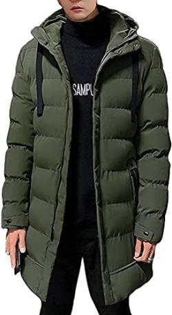 shownicer Herren Winterjacke Lange Daunenjacke Warm Parka Jacke mit Kapuze Steppjacke Wintermantel Casual Verdicken Warme Daunenmantel C Grün XL von shownicer