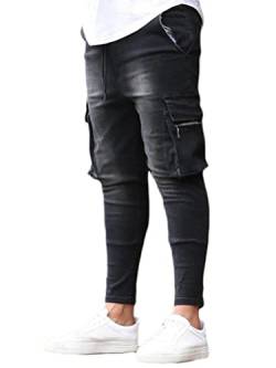 shownicer Jeans Herren Slim Fit Jeanshose Stretch Denim Jeans Hose Männer Jeanshose Destroyed Hosen Tapered Fit Cargohose Herren Cargo Hose Regular Fit Jeans B Schwarz L von shownicer