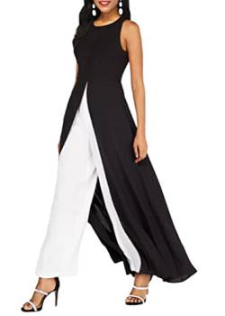 shownicer Jumpsuit Festlich Hochzeit Damen Lang Weites Bein Elegant Overall Frauen Spitze Ärmel Hosenanzug A Schwarz L von shownicer