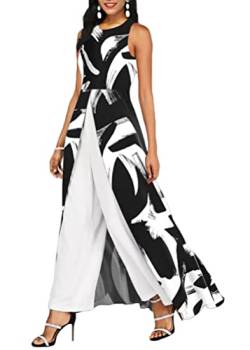 shownicer Jumpsuit Festlich Hochzeit Damen Lang Weites Bein Elegant Overall Frauen Spitze Ärmel Hosenanzug A Weiß S von shownicer