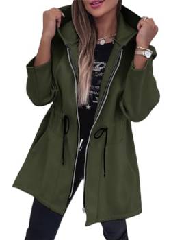 shownicer Kapuzenjacke Damen Kapuzenmantel Casual ReißVerschluss Mantel Jacke Mit Kapuze Sweatjacke Outwear Kapuzenpullover Sweatjacket Herbst Winter A Armeegrün XL von shownicer