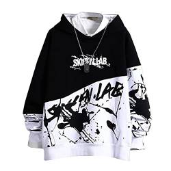 shownicer Kapuzenpullover Herren Hip Hop Streetwear Hoodie Patchwork Langarm Sweatjacke Sweatshirts Pullover Mit Kapuze G Schwarz M von shownicer