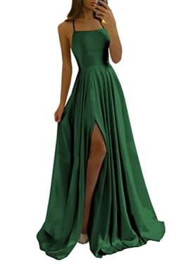 shownicer Kleider Damen Abschlusskleid Off Shoulder Elegant Hochzeit Vintage A-Linie Partykleid Lang Abendkleider Schlitz Cocktailkleid Festkleider Brautkleid Abiball Geburtstag Kleid A Dunkelgrün L von shownicer