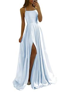 shownicer Kleider Damen Abschlusskleid Off Shoulder Elegant Hochzeit Vintage A-Linie Partykleid Lang Abendkleider Schlitz Cocktailkleid Festkleider Brautkleid Abiball Geburtstag Kleid A Himmelblau L von shownicer