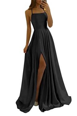 shownicer Kleider Damen Abschlusskleid Off Shoulder Elegant Hochzeit Vintage A-Linie Partykleid Lang Abendkleider Schlitz Cocktailkleid Festkleider Brautkleid Abiball Geburtstag Kleid A Schwarz M von shownicer