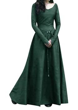 shownicer Lange Kleider Damen Vintage Retro Gothic Langarm Festlich Halloween Party Mittelalter Kleid Abendkleider Cosplay Kostüm Maxikleid A Grün M von shownicer