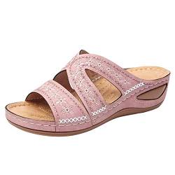 shownicer Pantoffeln Sandalen Casual Damen Sommer Wedge Peep Toe High Heel Plattform Pantoletten Anti-Rutsch-Sandalen Sommerschuhe A Rosa 35 EU von shownicer