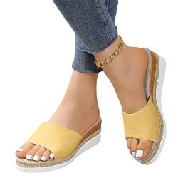 shownicer Plateau Sandalen Damen Sommer Keilabsatz Pantoletten Flach Geschlossene Slingback Wedges Sandaletten Halbschuhe Freizeit Offene Schuhe Strandsandalen A Gelb 39 EU von shownicer