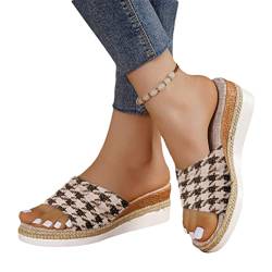 shownicer Plateau Sandalen Damen Sommer Keilabsatz Pantoletten Flach Geschlossene Slingback Wedges Sandaletten Halbschuhe Freizeit Offene Schuhe Strandsandalen B Hellbraun 37 EU von shownicer