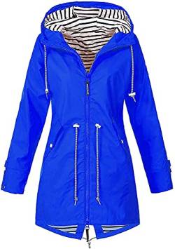 shownicer Regenjacke Damen Mit Kapuze Wasserdicht Regenparka Winddicht Wasserfest Regenmantel Jacke Softshelljacke ÜBergangsjacke Outdoor Winddichte Wasserabweisend Funktionsjacke B Blau L von shownicer