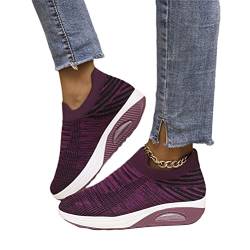 shownicer Sneaker Damen Weiche Plateau Freizeitschuhe Sommer Leichtgewichts Sportschuhe Walkingschuhe Outdoor Beiläufige Running Atmungsaktive Turnschuhe A Violett 36 EU von shownicer