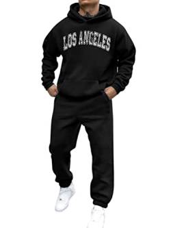 shownicer Trainingsanzug Herren Sportbekleidung Los Angeles Druck Hoodie Mit Kapuze Langarm Mit Taschen Hausanzug 2-Teilig Herbst Winter Kapuzenjacke Jogginghose Jogginganzug Set B Schwarz XS von shownicer