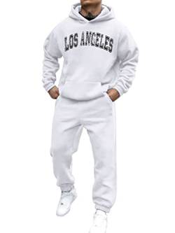 shownicer Trainingsanzug Herren Sportbekleidung Los Angeles Druck Hoodie Mit Kapuze Langarm Mit Taschen Hausanzug 2-Teilig Herbst Winter Kapuzenjacke Jogginghose Jogginganzug Set B Weiß L von shownicer