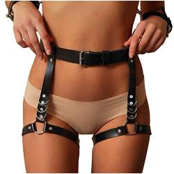 homelix Sexy Punk Leder Taille Bein käfigbetten Geschirr Gothic Strumpfband Gürtel für Frauen,schwarz-LP056,Einheitsgrösse von sigando