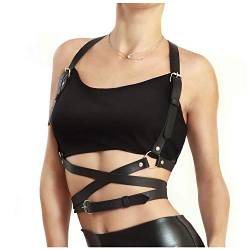 sigando Damen Punk Body Harness Brustgurte Einstellbar Cupless Lingerie, Einheitsgröße, Schwarz von sigando