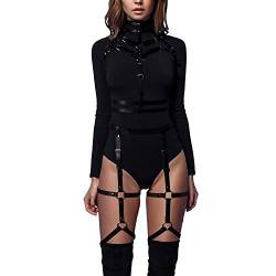 sigando Damen Punk Leder Body Harness Brustgurte Taille Bein Caged Lingerie Strumpfband von sigando