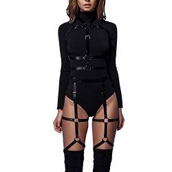 sigando Damen Punk Leder Body Harness Brustgurte Taille Bein Caged Lingerie Strumpfband von sigando